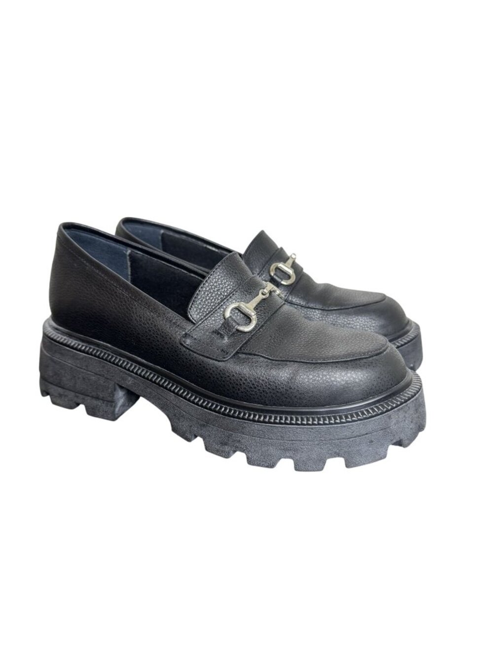 Only Shoes Women's Black Lug Sole Platform Loafers, Size 10